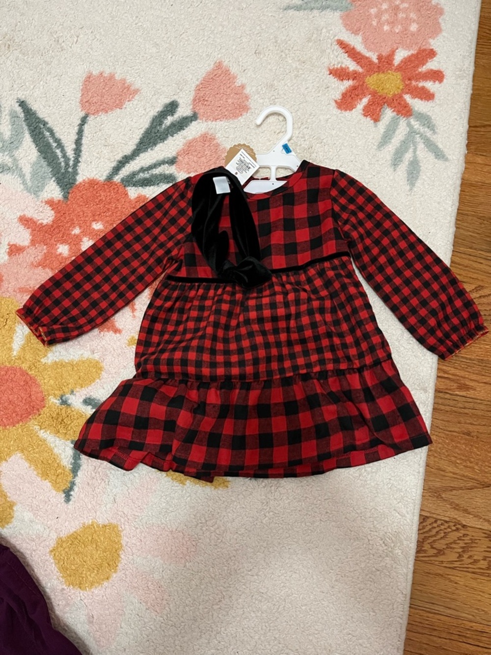 Mud Pie Red and Black Buffalo Plaid Ruffle Dress